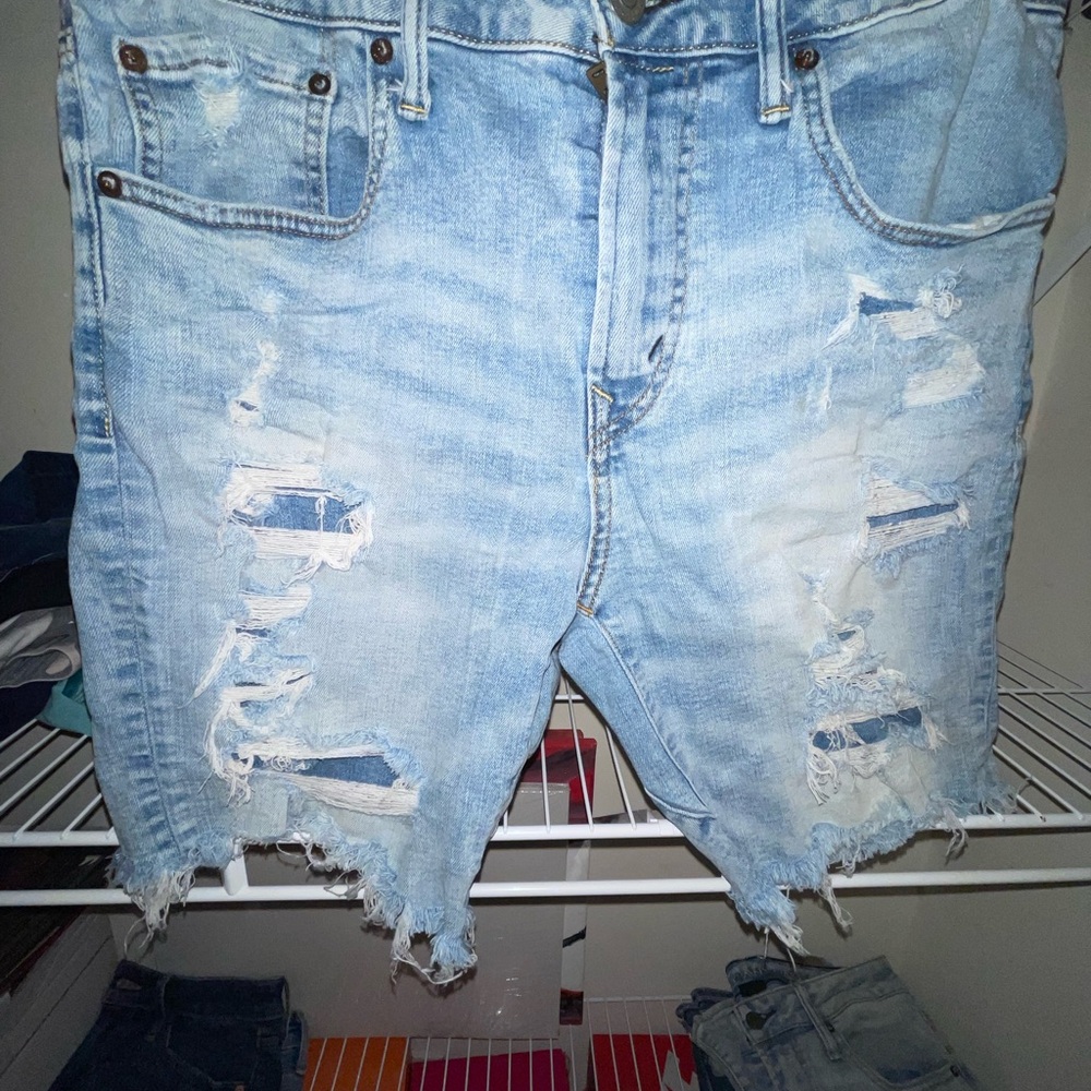 Men American Eagle Blue Distressed Jean Shorts